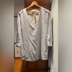 Kenar Black and White Short Sleeve Polo Blouse